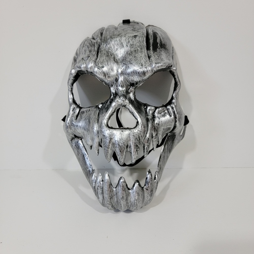 Kids Silver Metallic Skull Mask Horror Halloween Costume Accessory Grin